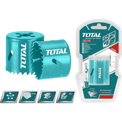 Total Ποτηροπρίονο HSS με Διάμετρο 38mm για Ξύλο και Μέταλλο