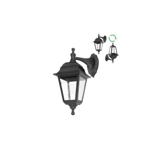 Lucas  Επιτοίχιο Φαναράκι Εξωτερικού Χώρου E27 σε Μαύρο Χρώμα