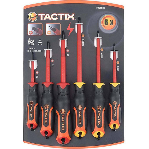 Tactix Σετ 6 Κατσαβίδια Ηλεκτρολόγου VDE