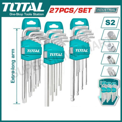 Επαγγελματικό σετ εξάγωνων κλειδιών allen, allen μπίλιας & torx 27 τεμάχια ΤOTAL THT106KT0271