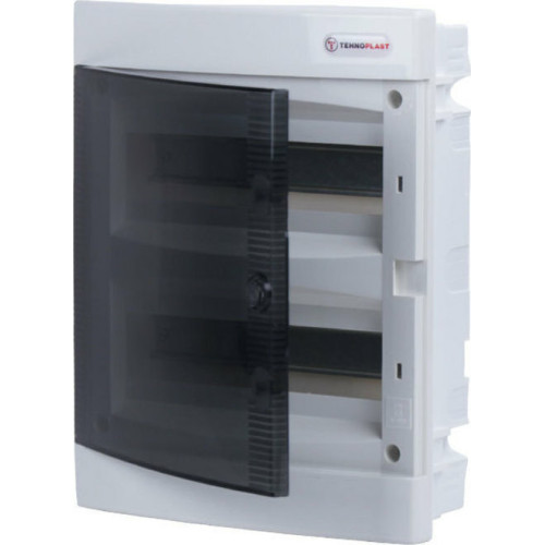 Tehnoplast  ΠΛΗΡΕΣ Πίνακας Χωνευτός ΜΑΖΙ ΜΕ ΤΙΣ ΑΣΦΑΛΕΙΕΣ  U24-C 24 σειρων  με Διάφανη Πόρτα IP40 2825 ΠΡΟΣΦΟΡΑ