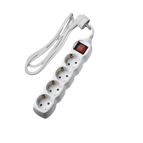 Lucas Πολύπριζο 4 Θέσεων με Διακόπτη και Καλώδιο 3m Λευκό