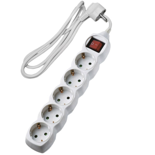 Lucas Πολύπριζο 5 Θέσεων με Διακόπτη και Καλώδιο 3m Λευκό