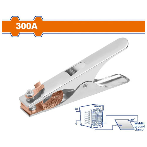 Κλιπ καλωδίου γείωσης για συγκόλληση 300A. Μέγιστο άνοιγμα: 60 mm. Μήκος: 170 mm.