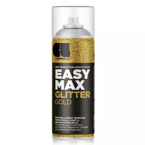 Cosmos Lac Σπρέι Βαφής Easy Max με Glitter Εφέ 911 Gold 400ml