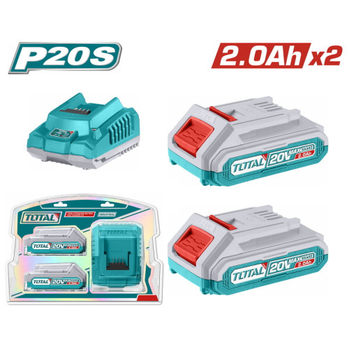 TOTAL ΕΠΑΓΓ. ΣΕΤ 2τεμ ΜΠΑΤ. TFBLI2001 Li-ion 20V/2Ah + 1τεμ ΦΟΡΤΙΣΤΗΣ TFCLI2001 (TFBCPK1222E) 