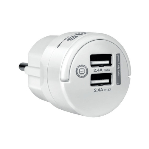 SAS - Λευκό Φίς σούκο φορτιστή με 2 usb 2.4Α