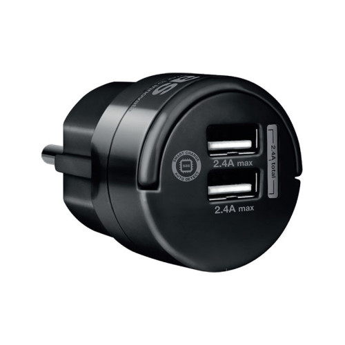 SAS - Μαύρο Φίς σούκο φορτιστή με 2 usb 2.4Α
