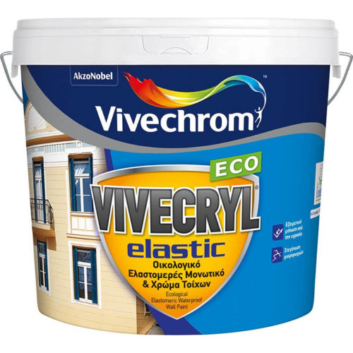 Vivecryl Elastic Eco Πλαστικό Χρώμα Ακρυλικό Οικολογικό για Εξωτερική Χρήση ΛΕΥΚΟ 10lt