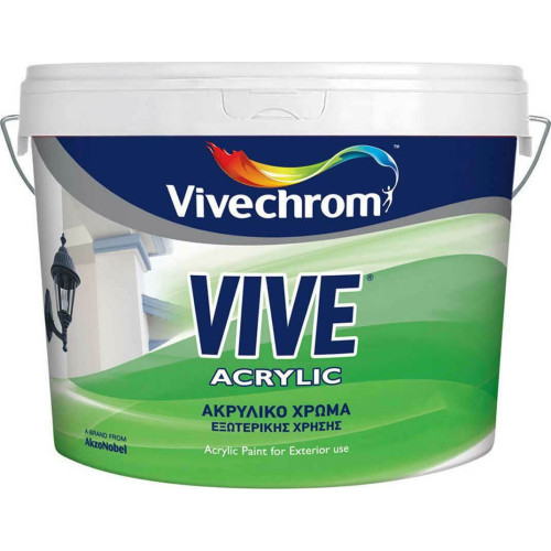 Vive Acrylic Πλαστικό Χρώμα για Εξωτερική Χρήση  ΛΕΥΚΟ 9lt