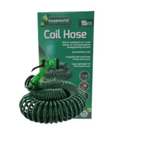 Coil Hose Επεκτεινόμενο λάστιχο ποτίσματος σπιράλ 7.5m πράσινο