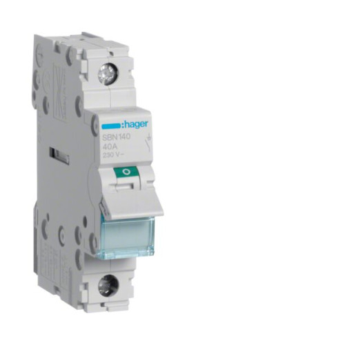 Hager Μονοπολικός Διακόπτης Ράγας 230V 40A SBN140
