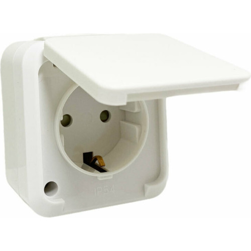 BASSIAKOS Πρίζα επίτοιχη στεγανή ip54 Aqua line σούκο ασφαλείας λευκή Λ1231 